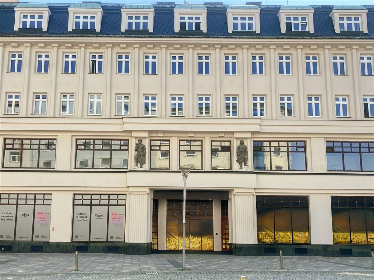 Exterior view of the classic stone facade building at 28. Října 205/45.