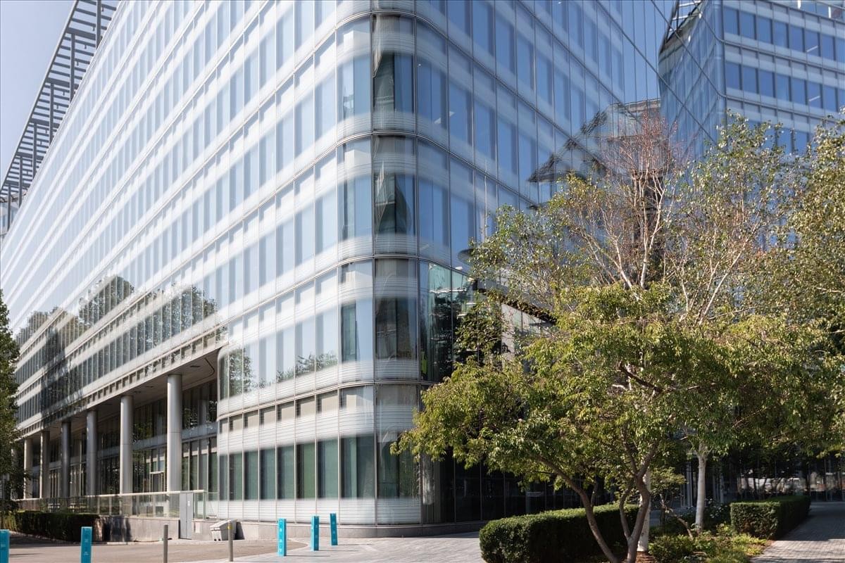 Exterior view of the contemporary glass facade at 3 More London Riverside.