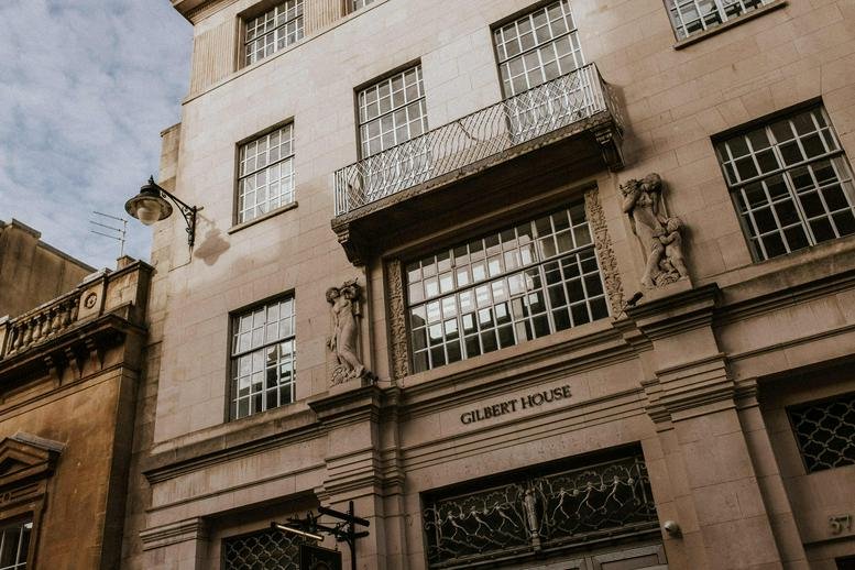 Exterior view of the historic stone facade at 37-39 Corn Street, Old City.