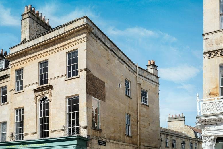 Exterior view of the historic stone facade at 5 Argyle Street, Bath, Somerset.