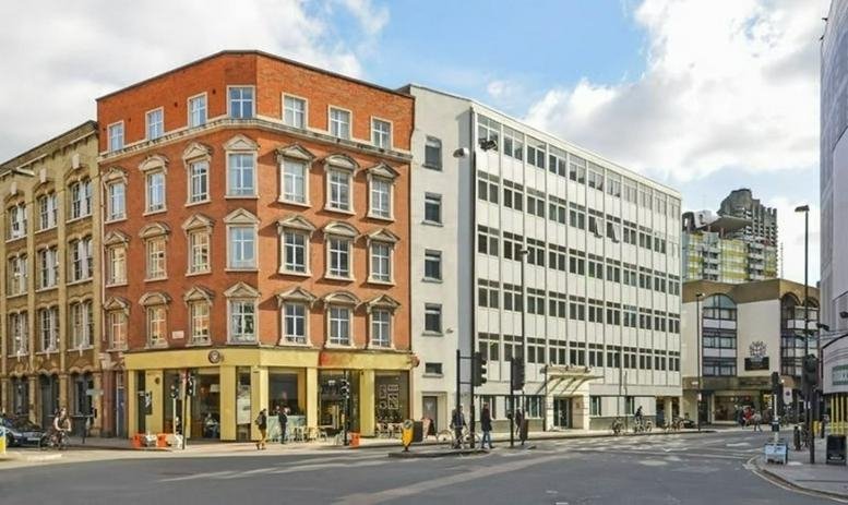 Exterior view of the brick and white facade at 60 Goswell Road.