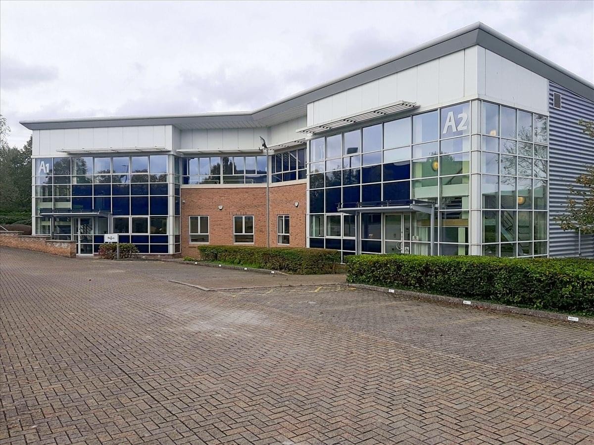 Exterior view of the modern glass and brick facade of A1 & A2, Methuen Park, Chippenham.