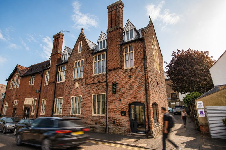 Exterior view of the red brick historic facade of Arquen House, 4-6 Spicer Street.
