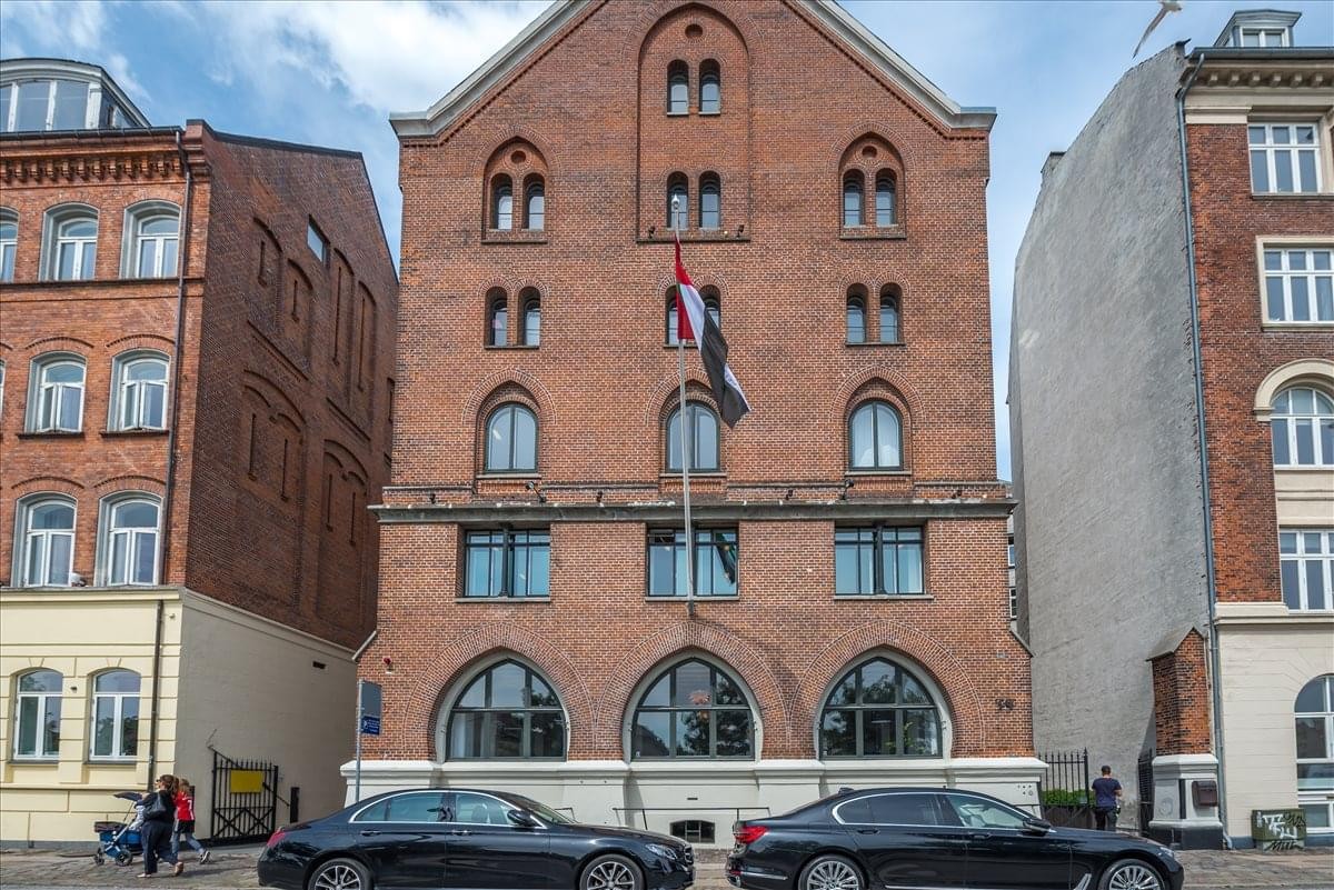 Exterior view of the historic red brick Business Centre Havnegade, Havnegade 39, Copenhagen.