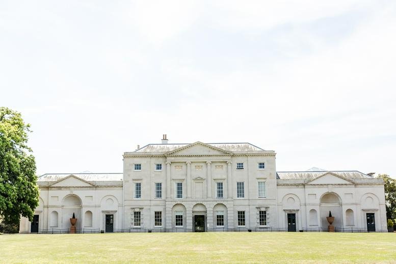 Exterior view of the historic grand facade at Cams Hill, Fareham, Hampshire.