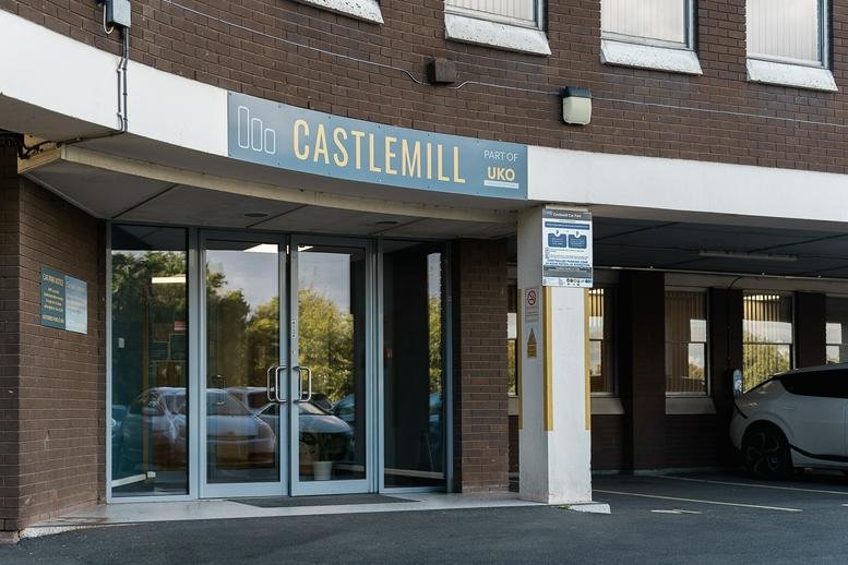 Exterior entrance and facade of the Castlemill, Burnt Tree, Dudley, West Midlands building.