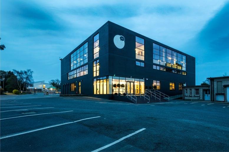 Exterior view of the modern black building facade at Claremont Avenue, Glasnevin, Dublin.