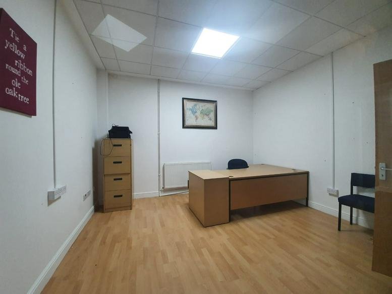 Spacious private office at Regal Suite, Second Floor, Crown Street with wood flooring and map wall art.