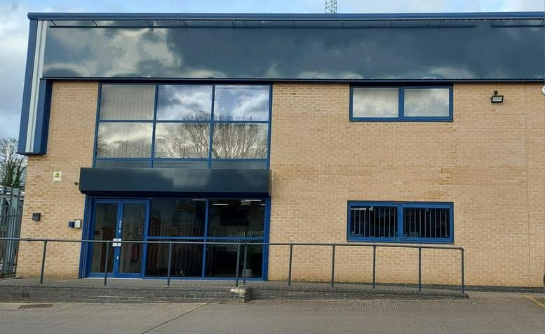 Exterior view of the brick facade building at Foxholes Road, (Off Hinckley Road), Leicester.