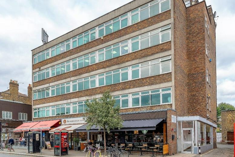 Exterior view of the brick facade at Gable House, 18-24 Turnham Green Terrace.