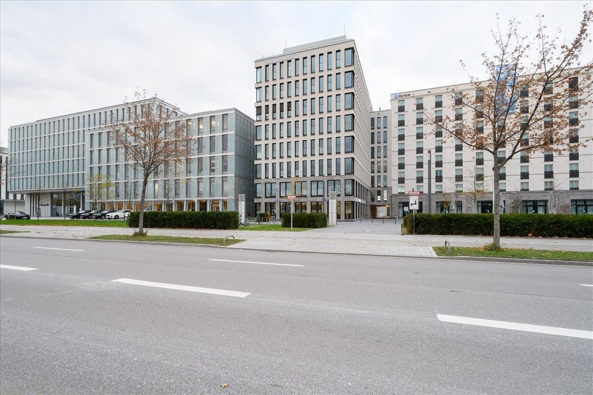 Modern exterior view of GF-3rd Floor, Moosacher Strasse 82a in Munich's Oberwiesenfeld district.