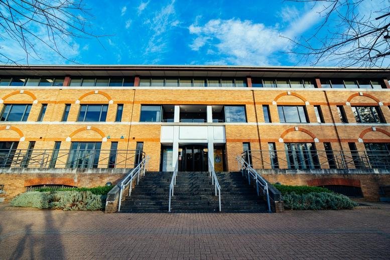 Exterior view of the brick-fronted Oak House, Reeds Crescent, Watford, Hertfordshire.