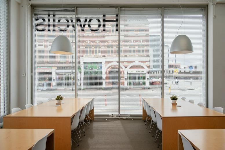 Spacious co-working area at 321 Bradford Street, Digbeth, Birmingham, West Midlands with large windows.