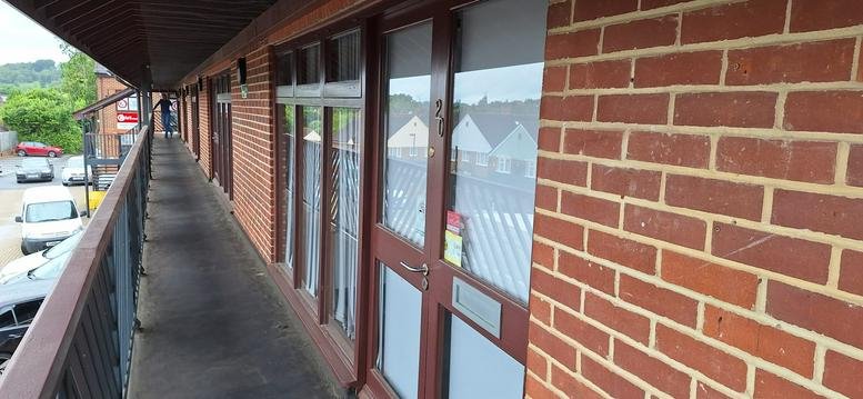 Exterior brick walkway at City Business Centre, 6 Brighton Road, Horsham, West Sussex.