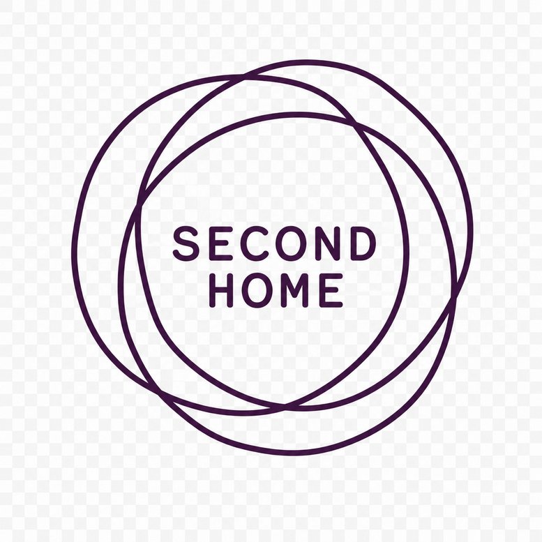 Purple line-art logo featuring overlapping circles with the text Second Home.