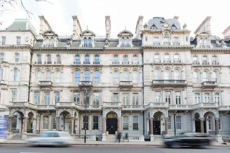 Ornate stone exterior facade of 7 Grosvenor Gardens with classical architectural details.