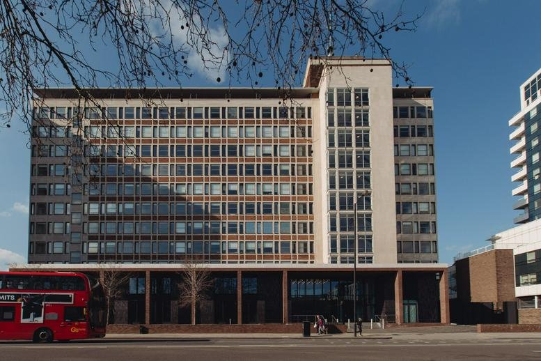 Exterior view of the multi-story facade of 92 Albert Embankment, Tintagel House (Vauxhall).