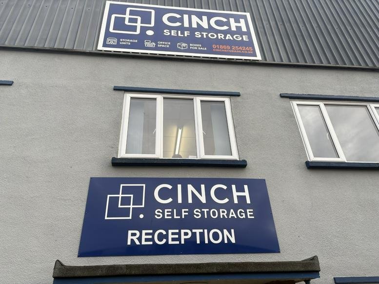 Exterior view of the building facade and reception entrance at Cinch Storage, Arkwright Road, Bicester.