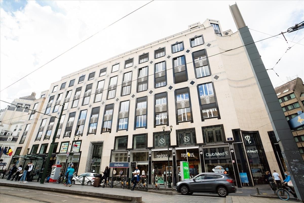 Exterior view of the historic facade at the Stephanie Square Centre, Avenue Louise 65.