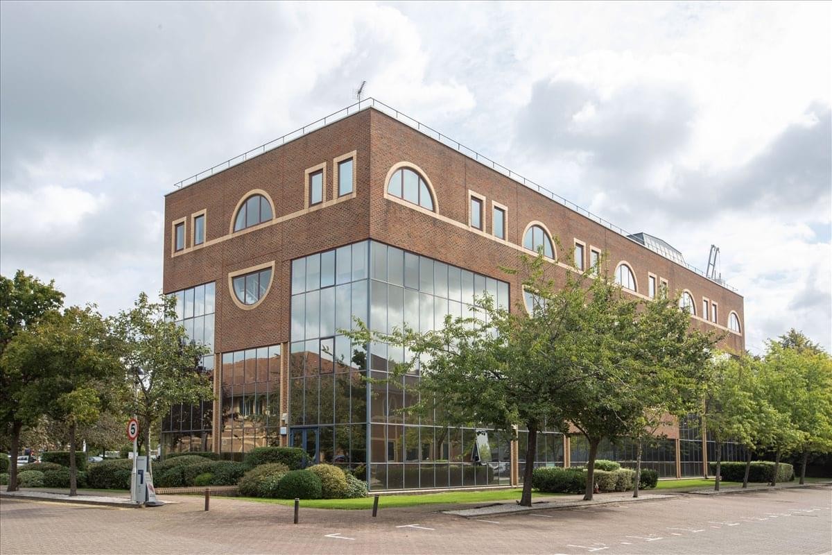 Exterior view of the brick and glass facade at Barclays House, Gatehouse Way.