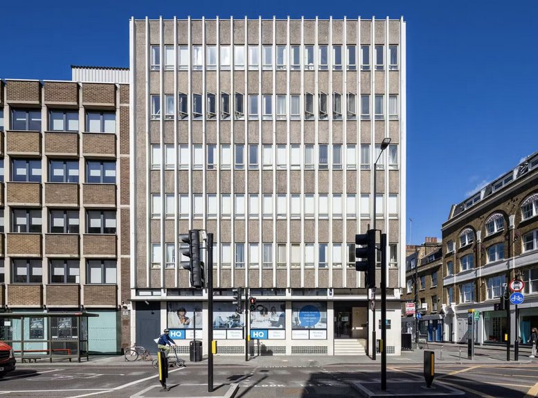 Exterior view of the multi-story concrete and glass facade of Alpha House at 100 Borough High Street.