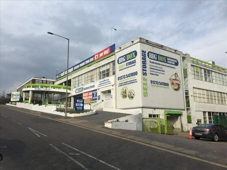 The multi-story exterior of Big Box Self Storage and office units on Crowhurst Road.