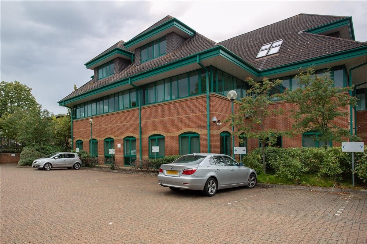 Exterior view of the brick and green-roofed office building at Dorset House, Regent Park.