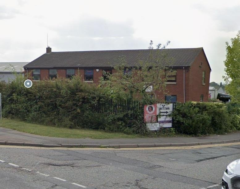 Exterior view of the brick facade at Electric House, Ninian Way, Tamworth, Staffordshire.