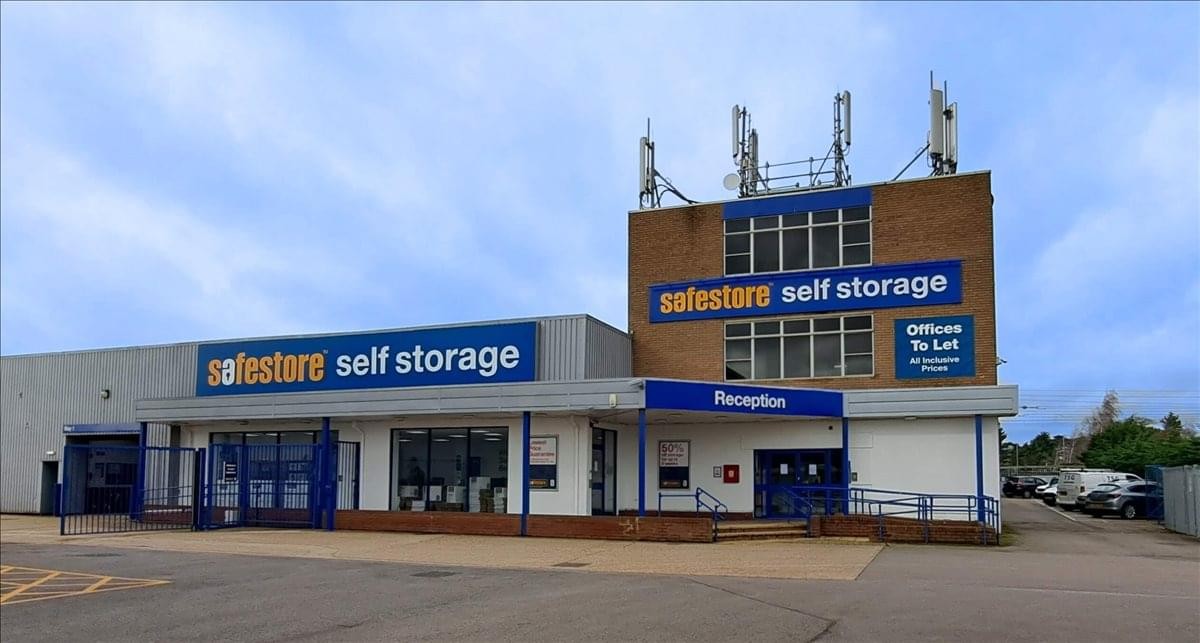 Exterior view of the Safestore Self Storage building on Elstow Road, Kempston, Bedford.