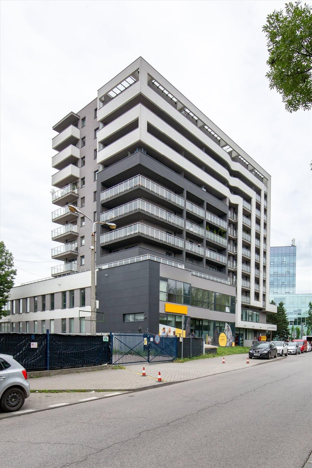 Exterior view of the contemporary multi-story Graffit House building with balconies.