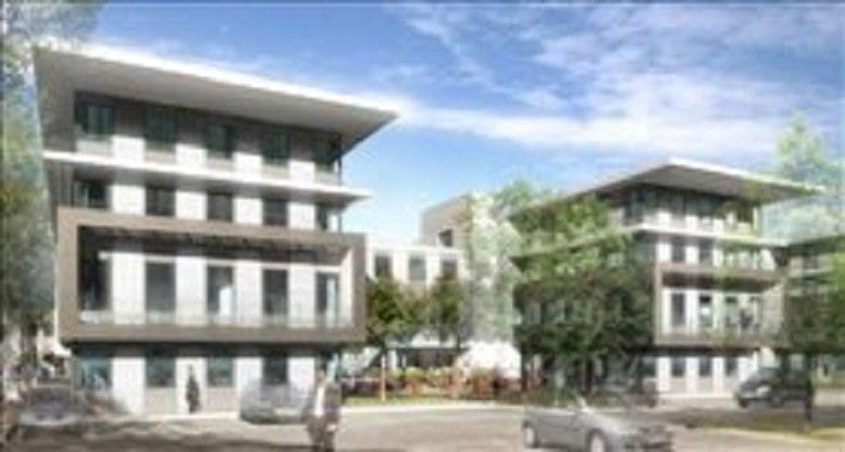 Digital rendering of the modern tiered exterior facade of Immeuble le Saxo.