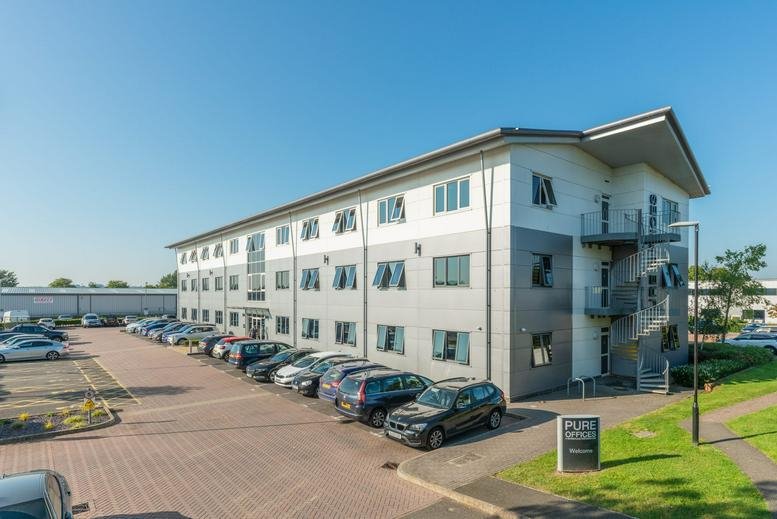Exterior view of the modern three-story facade at Kembrey Park, Swindon, Wiltshire.