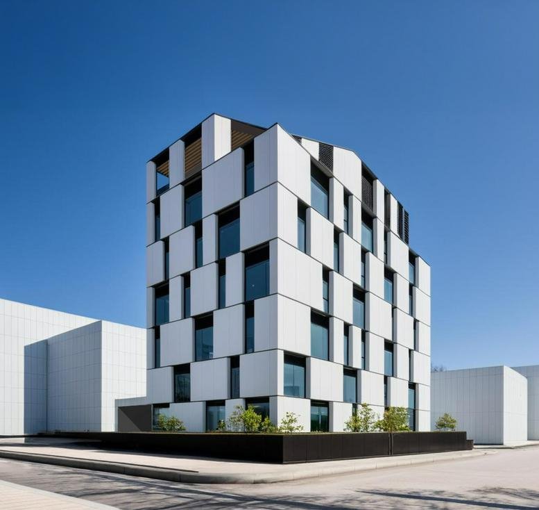 Exterior view of the geometric white-and-glass facade building at Leoforos Kifisias 160.