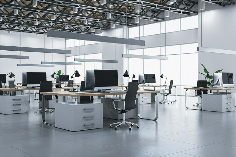 Spacious industrial-style open-plan workspace at Limoges, 18 Place Winston Churchill.