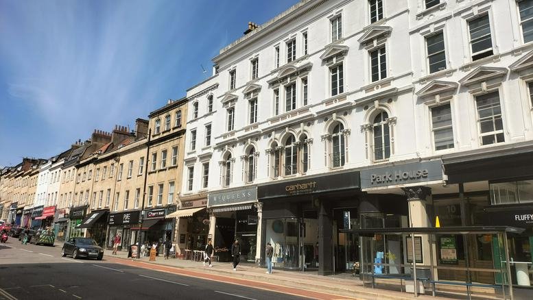 Street-level view of the historic white facade at Park House, 10 Park Street.