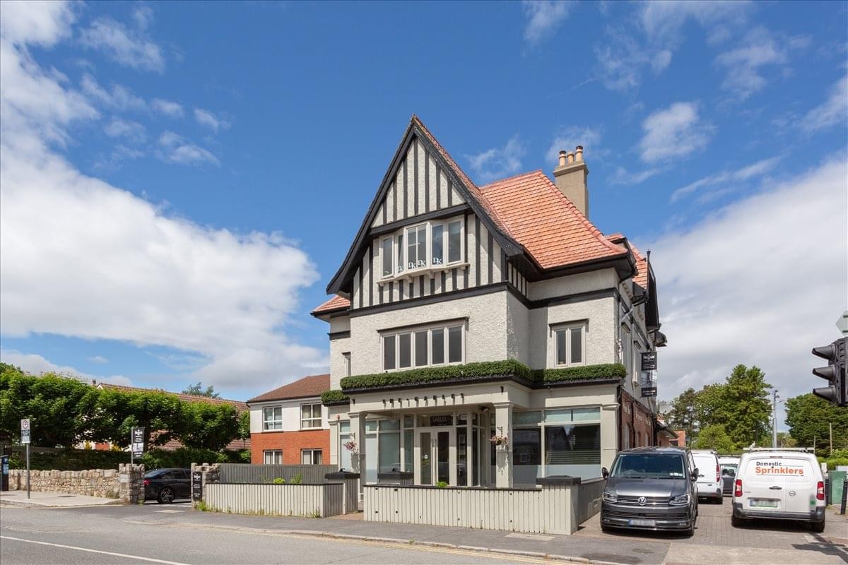 Exterior view of the historic mock-Tudor building at The Gables Foxrock.