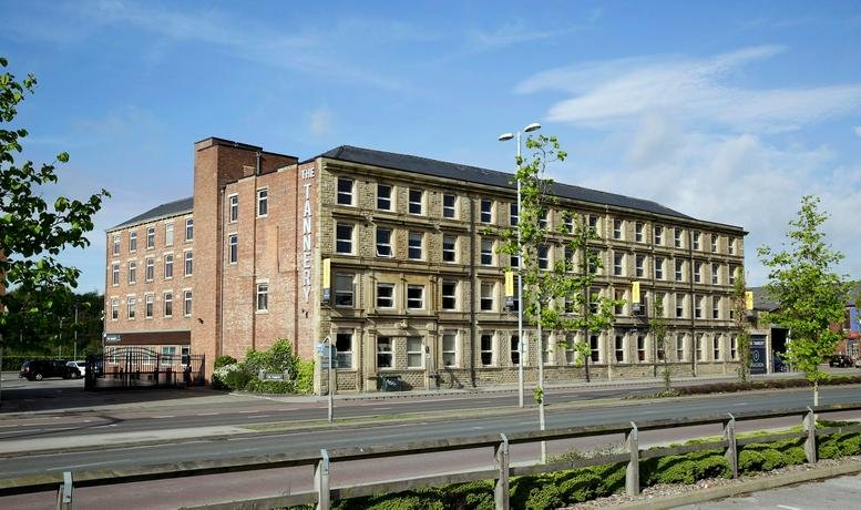 Exterior view of the historic multi-storey facade at The Tannery.
