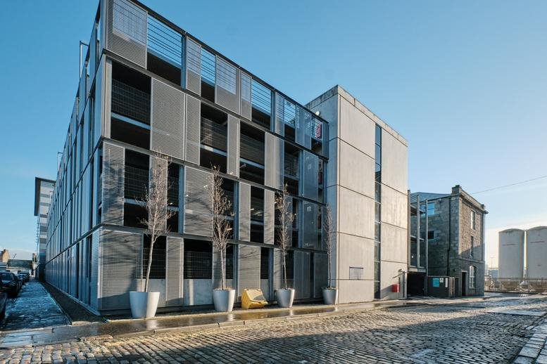 Exterior view of the contemporary multi-story Waterloo Quay Campus, Aberdeen.
