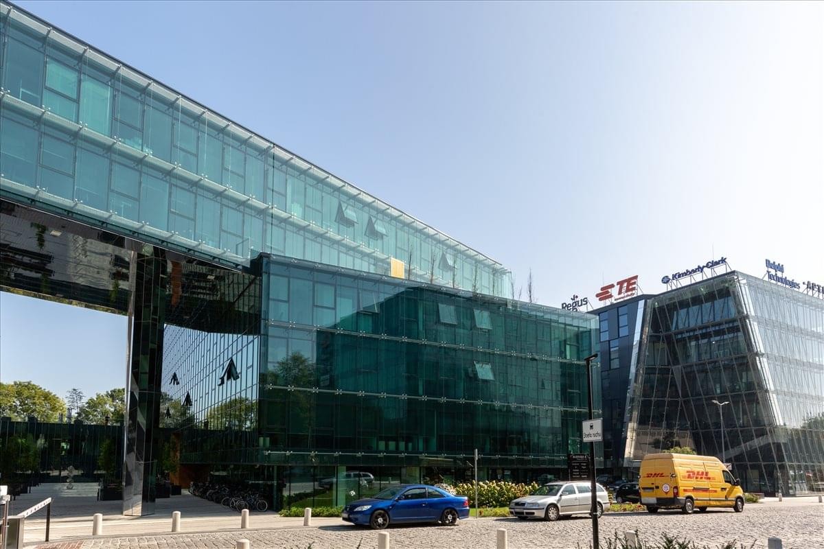 Exterior view of the glass-facade Regus Equal Park 28 building.