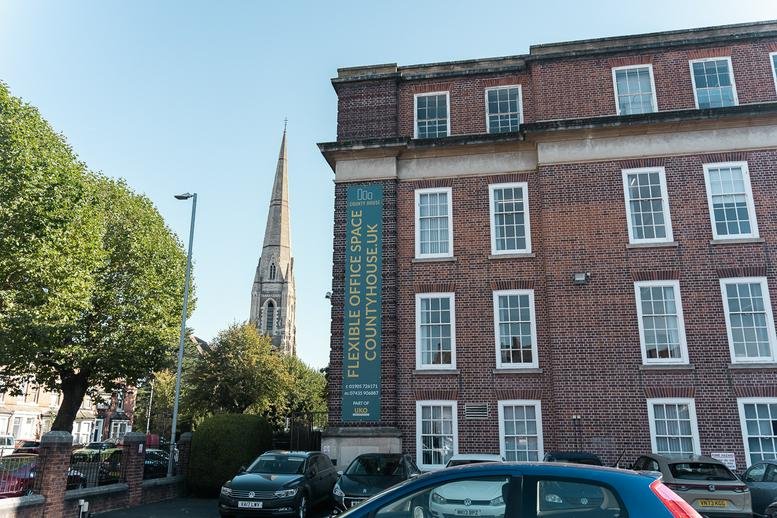 Exterior view of the traditional brick facade at County House.