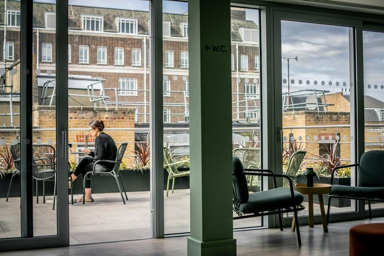 Spacious rooftop terrace at The Fulwood, 4-7 Fulwood Place, Camden with outdoor seating and city views.