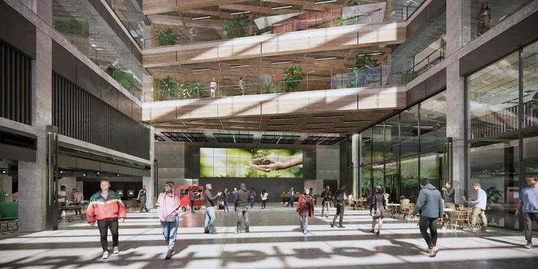 Spacious, modern communal courtyard at Unity Place, 200 Grafton Gate, Station Square.