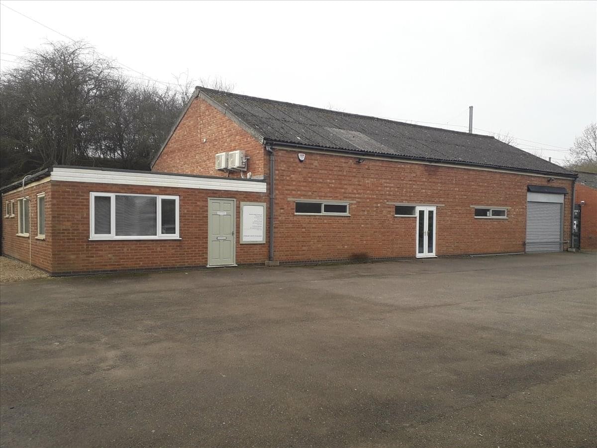 Exterior view of the brick building at Unit 1 Station Road, Little Bytham, Grantham, Lincolnshire.