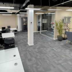 Flexible office workspace with glass partitions and modern furniture, 2 Bath Place, Shoreditch, London