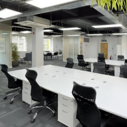 Large open-plan office floor with multiple desk configurations, 2 Bath Place, Shoreditch, London