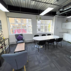 Collaborative kitchen area and meeting table for team use, 2 Bath Place, Shoreditch, London