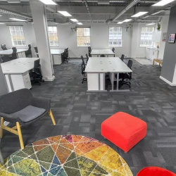 Contemporary office interior with large windows and hardwood floors, 2 Bath Place, Shoreditch, London