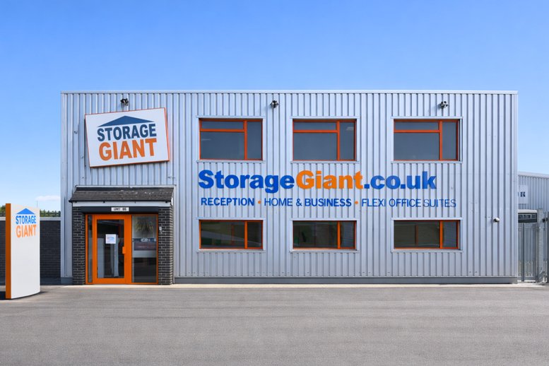 Exterior view of the silver corrugated facade at Unit B6 Telford Road Industrial Estate, Telford Road.