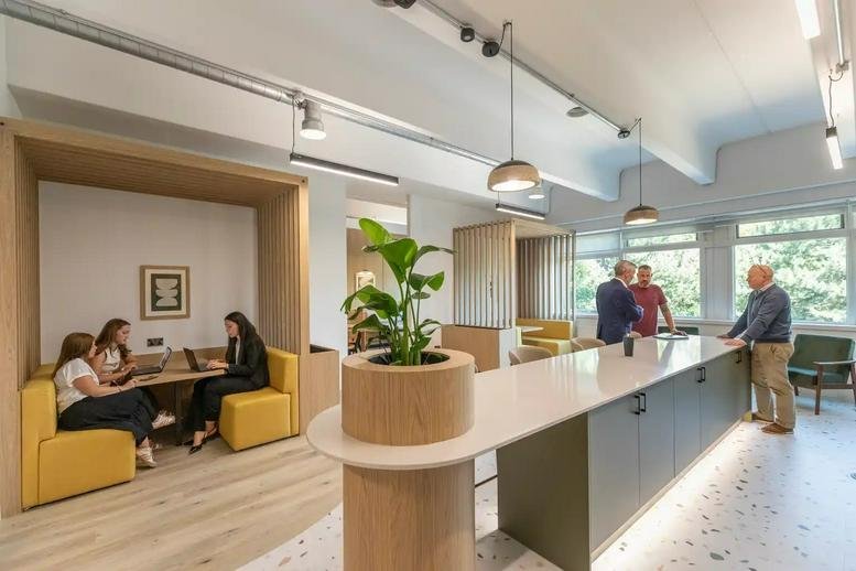 Spacious communal lounge and breakout area at Wing A) Spires House, 5700, John Smith Drive.