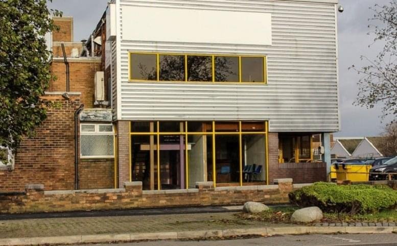 Exterior view of the industrial facade at Barclay Business Park.
